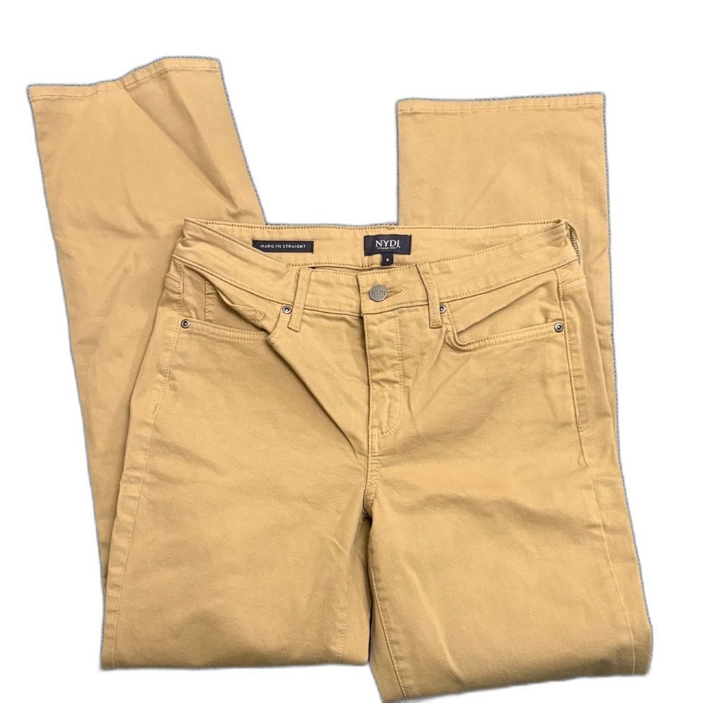 NYDJ Women's Straight Leg Jeans in Tan 6